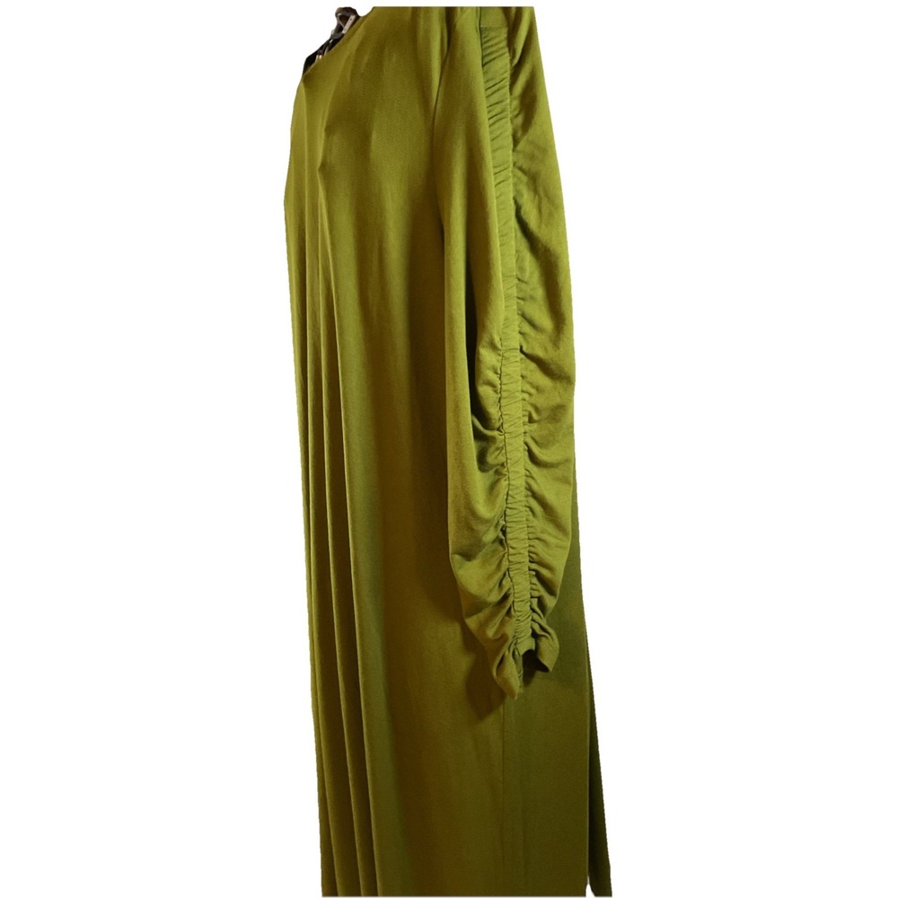 NWT Est. 1946 Women's XL Rayon Olive Green Gathered Long Sleeves Dress H62